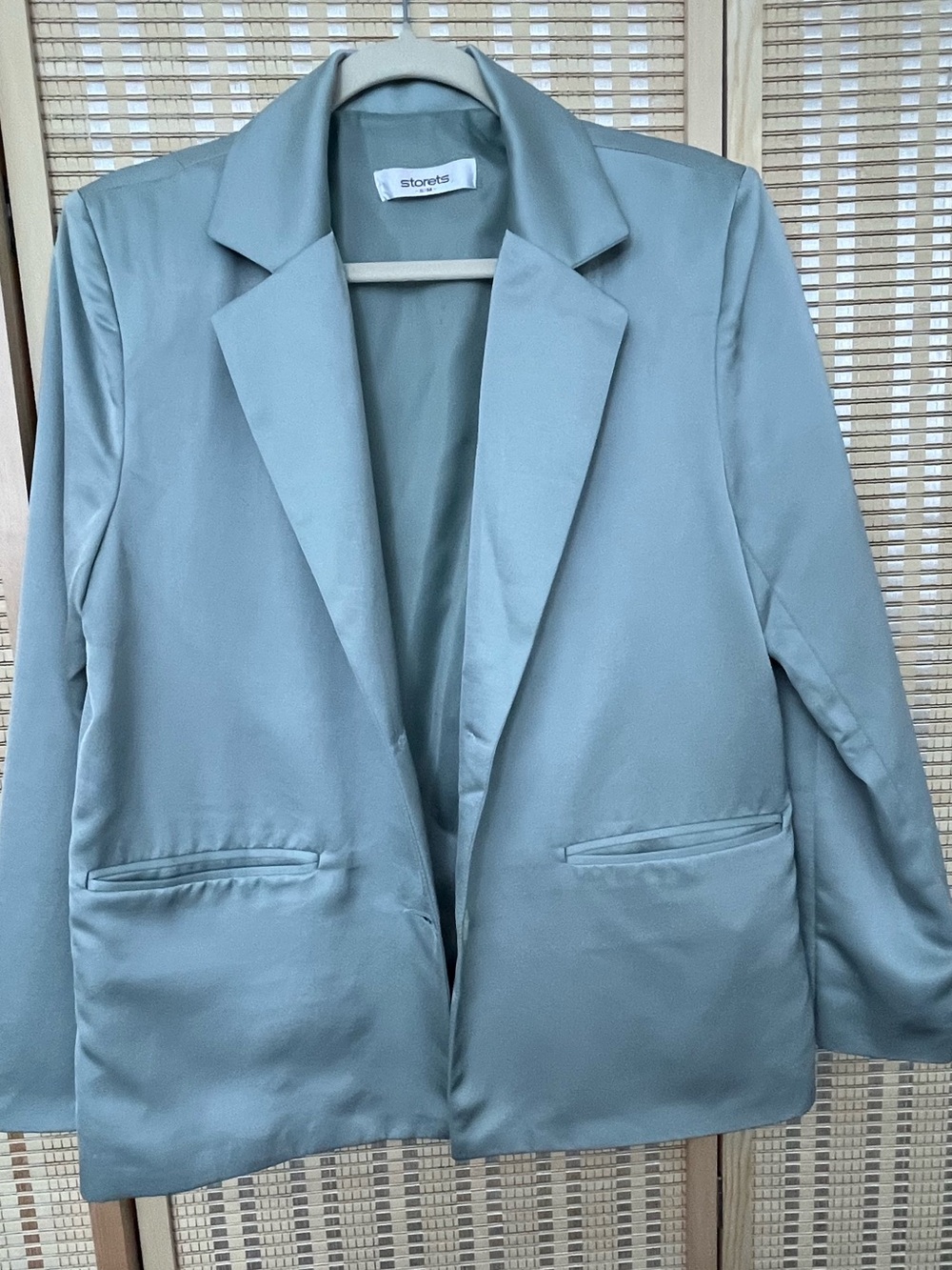 Turquoise light Satin Blazer S-M